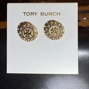 Tory Burch Gold and Crystal Embellished Earrings